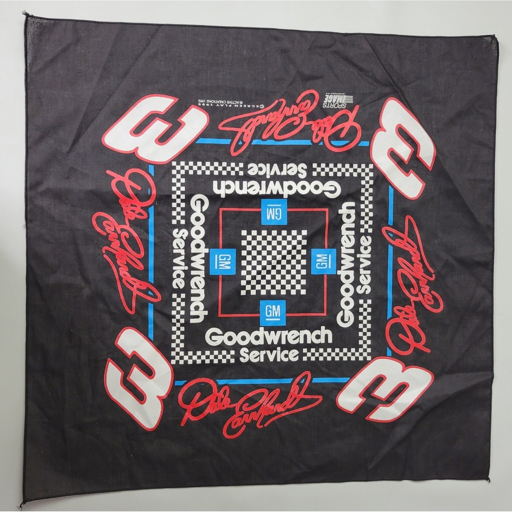 Vintage 1995 Dale Earnhardt 3 Goodwrench NASCAR Bandana Black 21x21